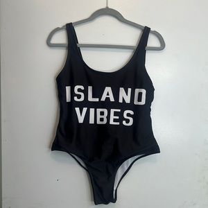Island Vibes black one piece swim suit
